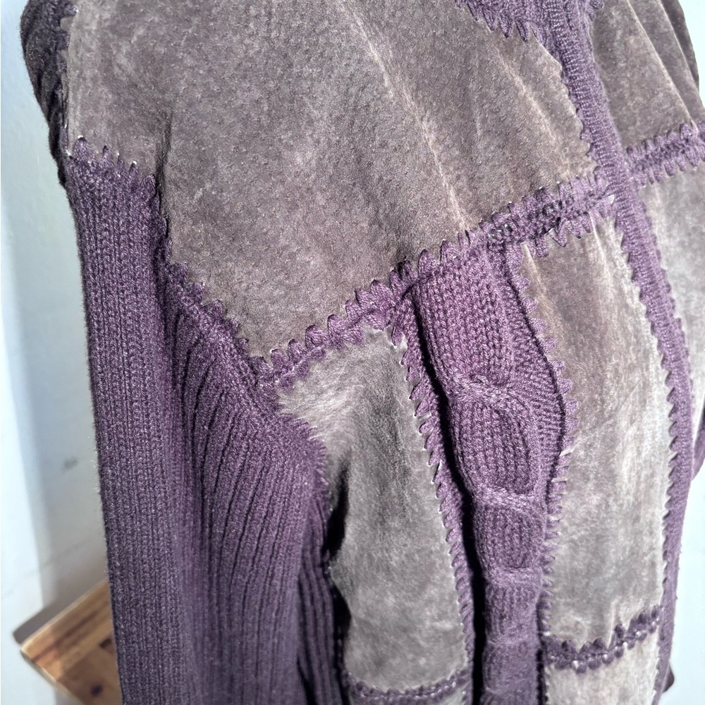 Erika Leather Patchwork Sweater Jacket - image 8